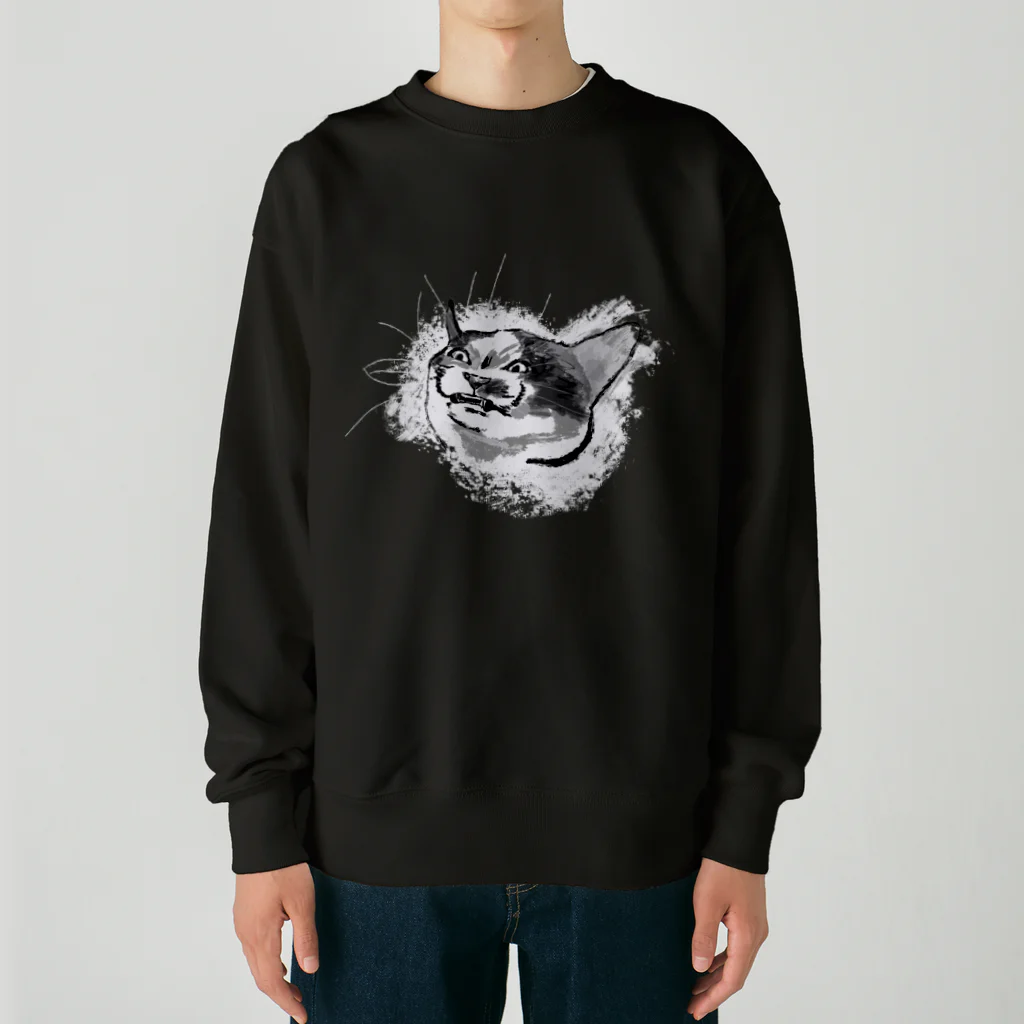 mickopyのぐえ〜なねこ Heavyweight Crew Neck Sweatshirt