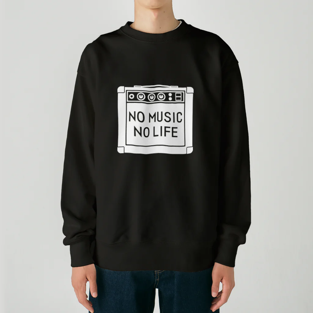 QUQU_WORKSのノーミュージックノーライフ アンプデザイン ホワイト Heavyweight Crew Neck Sweatshirt