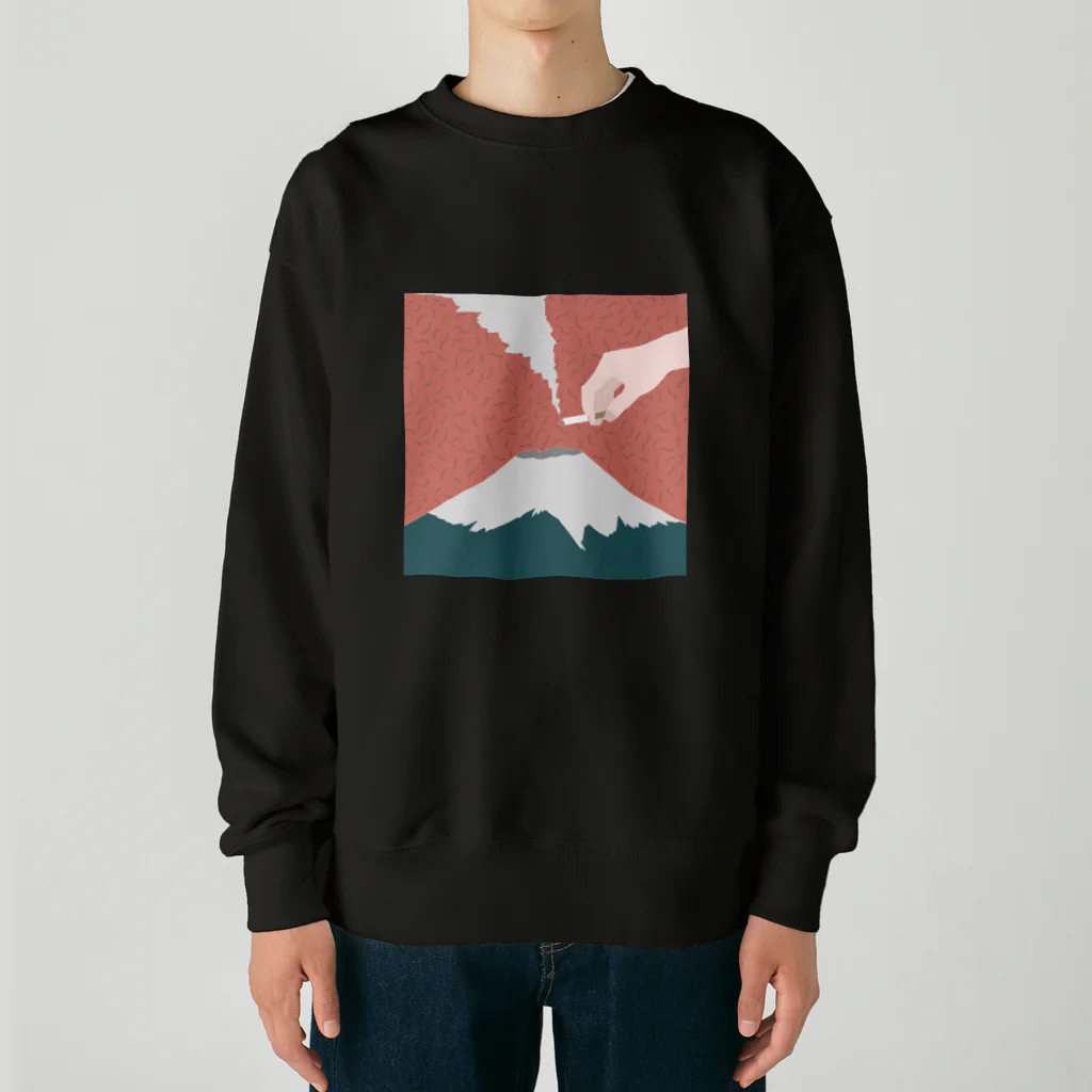 もちもちのもちのSmoking On Mt.Fuji Heavyweight Crew Neck Sweatshirt