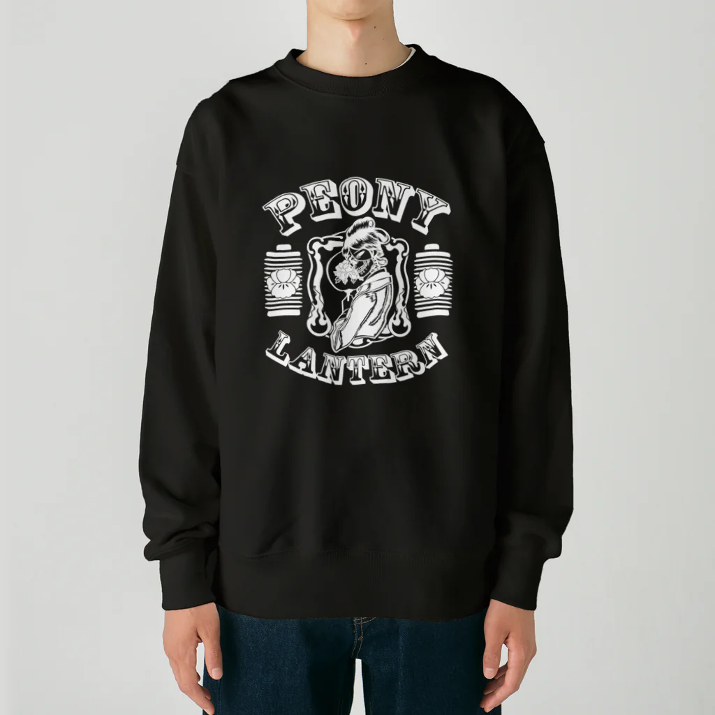 中華呪術堂（チャイナマジックホール）の【白・表】ロゴ風 peony lantern【牡丹灯籠】  Heavyweight Crew Neck Sweatshirt