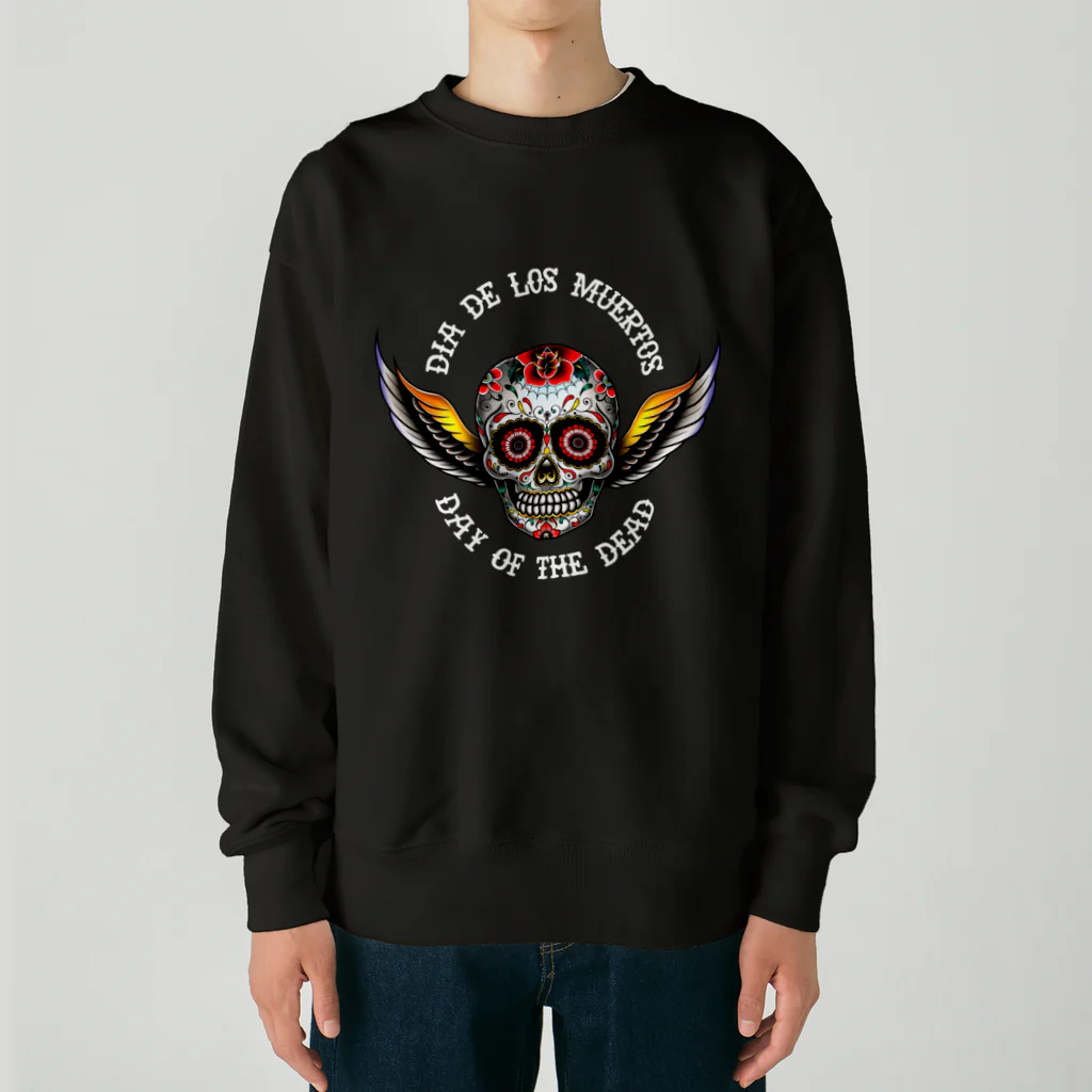 Demon Lord 9 tailsの『Dia De Los Muertos🌹（白）』 Heavyweight Crew Neck Sweatshirt