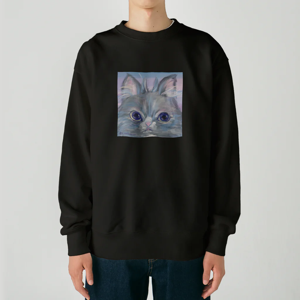 猫のきぬくんのお店のフクロウじゃないもん Heavyweight Crew Neck Sweatshirt