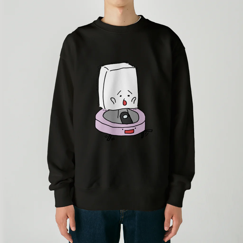 おとうふくんのロボット掃除機とおとうふくん Heavyweight Crew Neck Sweatshirt