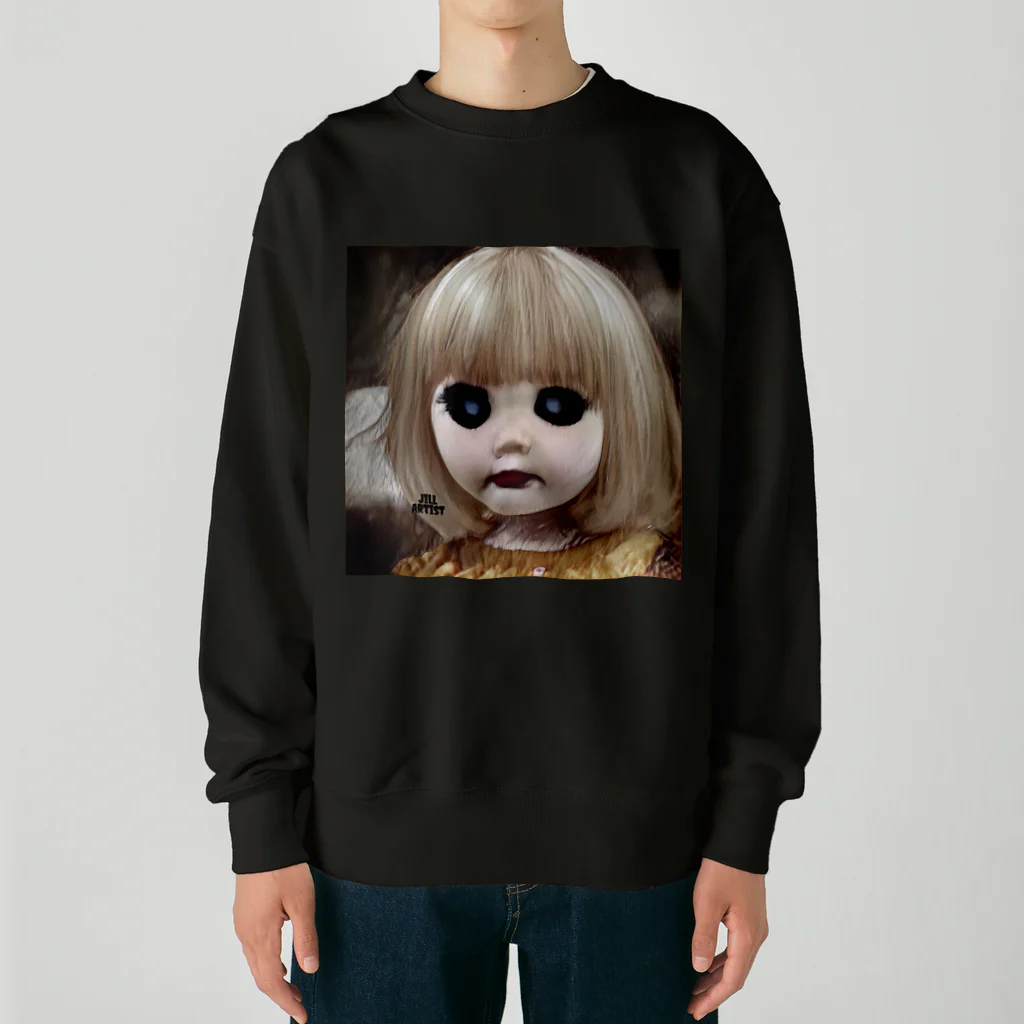 【ホラー専門店】ジルショップの怖い幼女の西洋人形 Heavyweight Crew Neck Sweatshirt