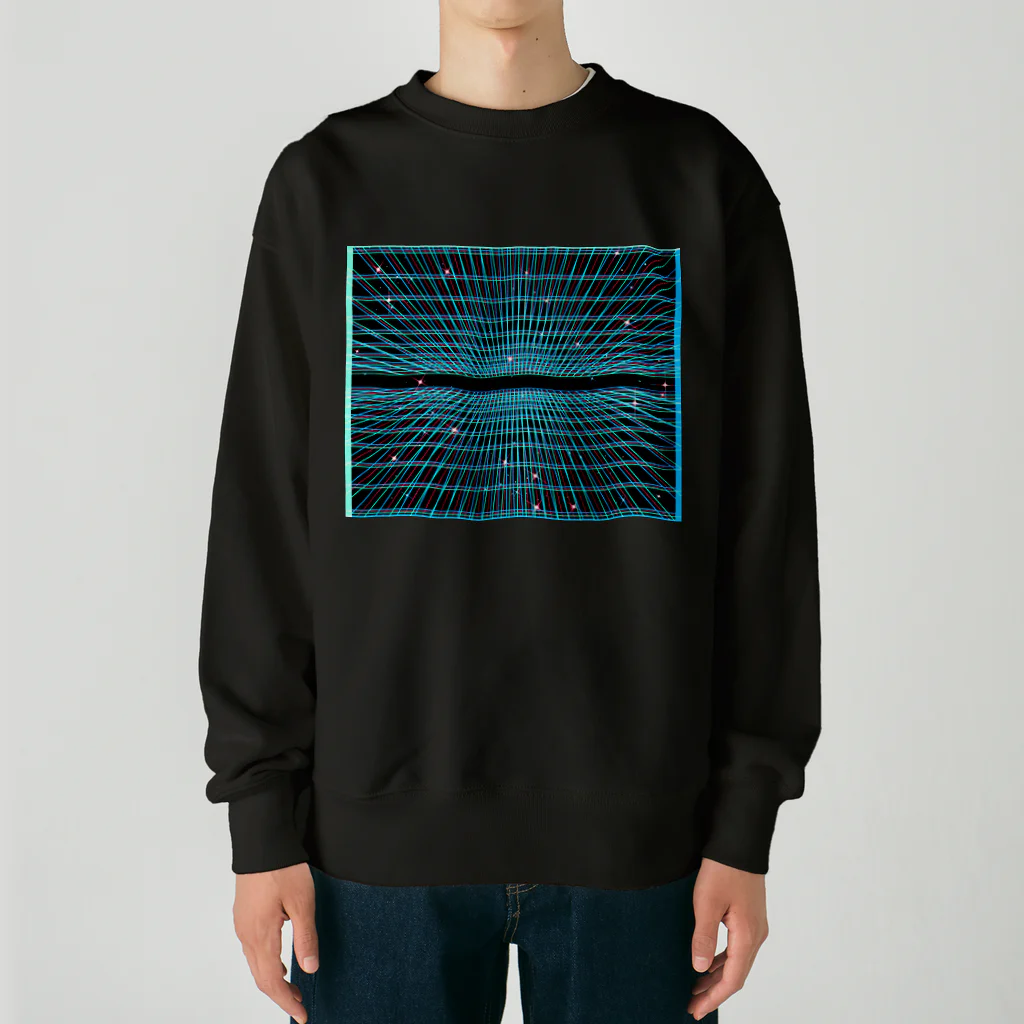 LalaHangeulの遠近グリッドのネオン宇宙 Heavyweight Crew Neck Sweatshirt