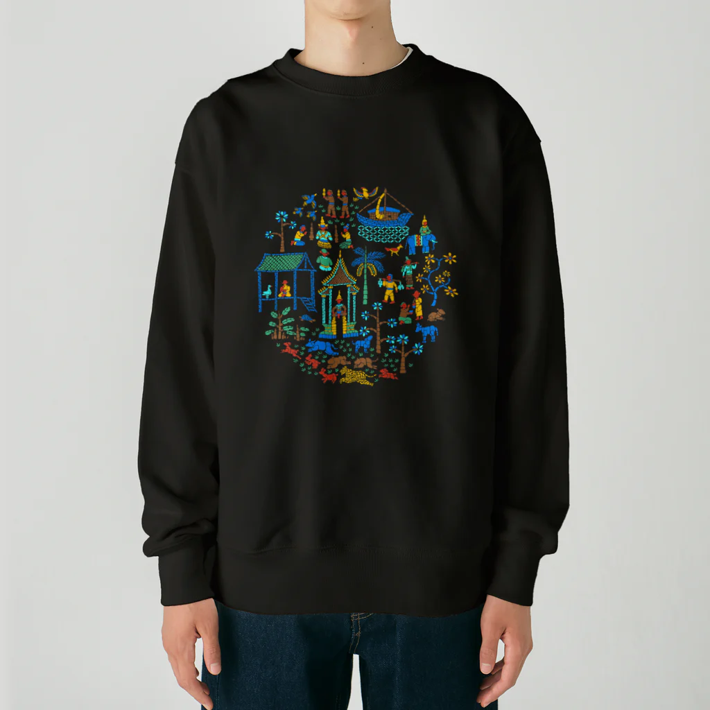 IZANAMI by Akane Yabushitaのラオスのモザイク画 Heavyweight Crew Neck Sweatshirt