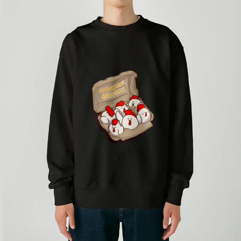 なたね。のニワトリたまご6羽パック(淡色向け) Heavyweight Crew Neck Sweatshirt