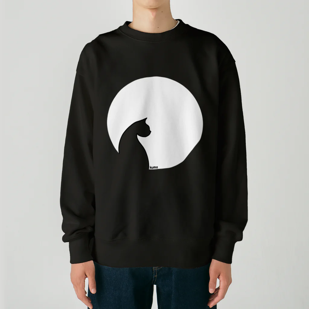 mkumakumaの猫と白丸 Heavyweight Crew Neck Sweatshirt