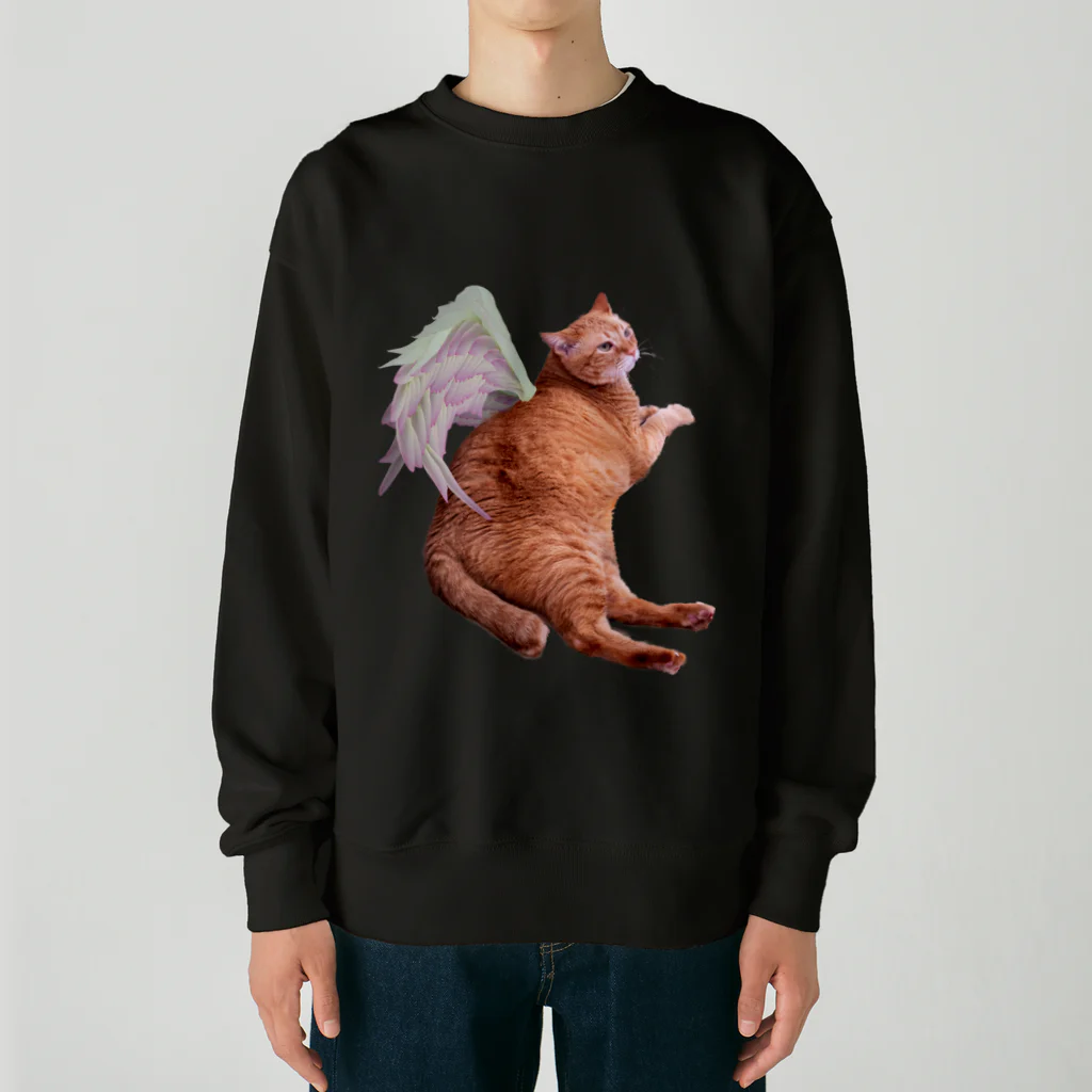 xin_PENTAXの蓮の花びらの羽を背負ったちゃー君 Heavyweight Crew Neck Sweatshirt