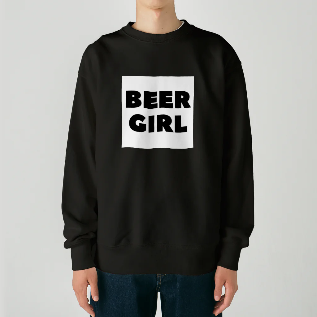 BEERのビールガール_黒字(白背景) Heavyweight Crew Neck Sweatshirt