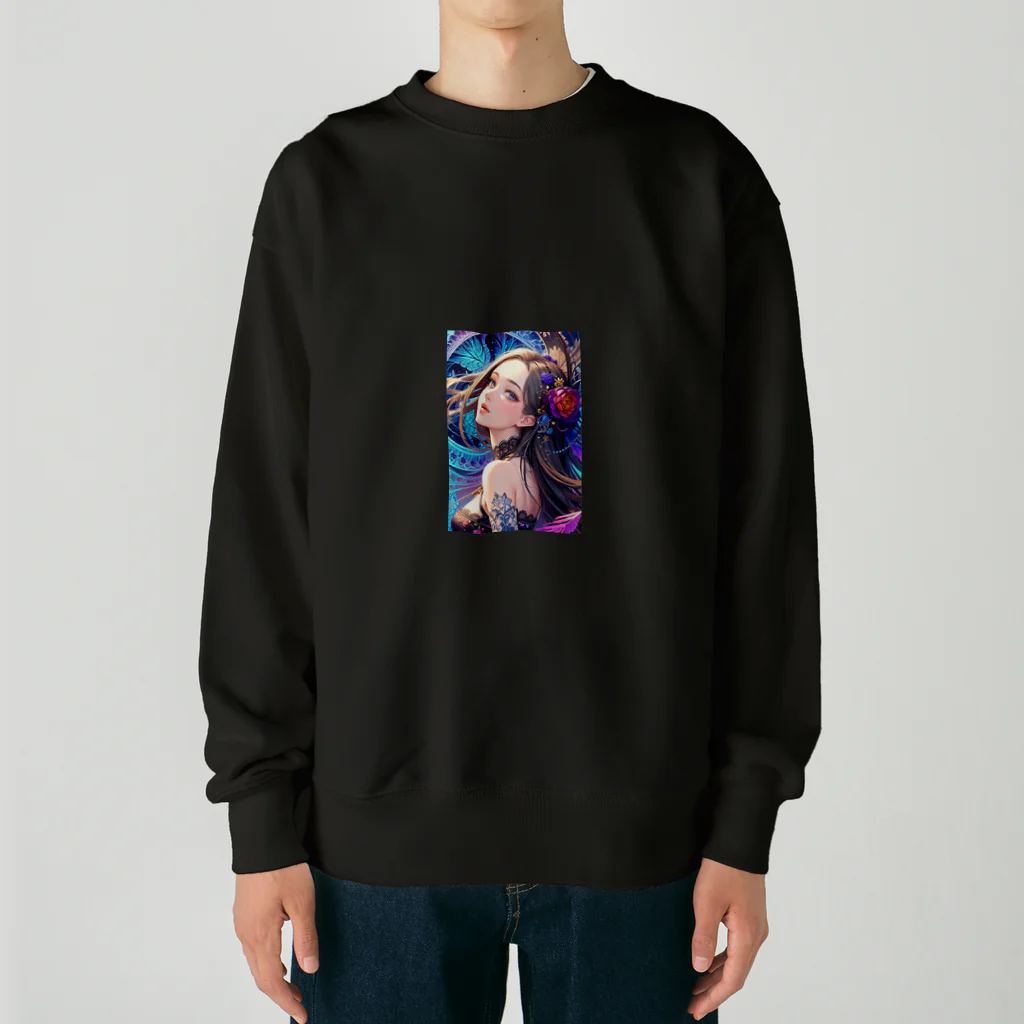 Rapitesu_AI_officialの「花の中の美 - レースの少女」 Heavyweight Crew Neck Sweatshirt