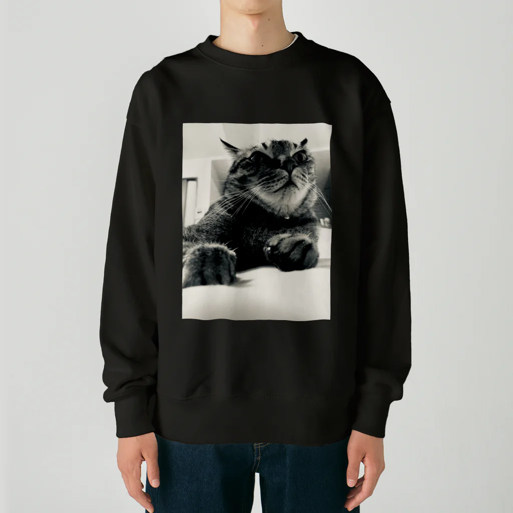 深夜の猫屋さんのしんやねこ Heavyweight Crew Neck Sweatshirt