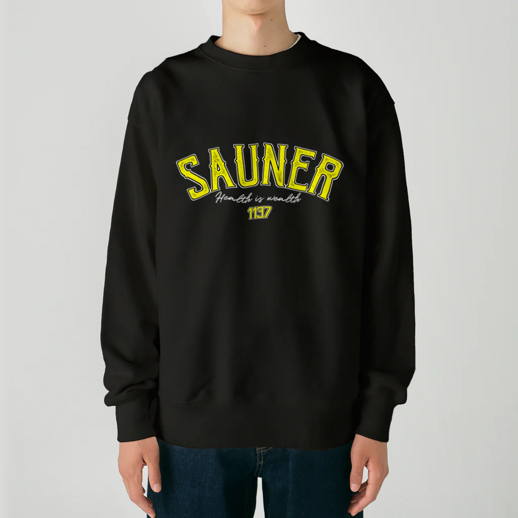 Super Sauna StyleのSAUNER1137 Yellow -Black- Heavyweight Crew Neck Sweatshirt