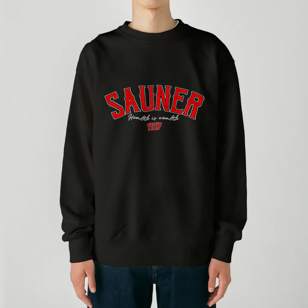 Super Sauna StyleのSAUNER1137 Red -Black- Heavyweight Crew Neck Sweatshirt