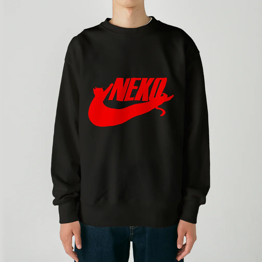 牛川 暗のグッズショップのNEKO（赤） Heavyweight Crew Neck Sweatshirt