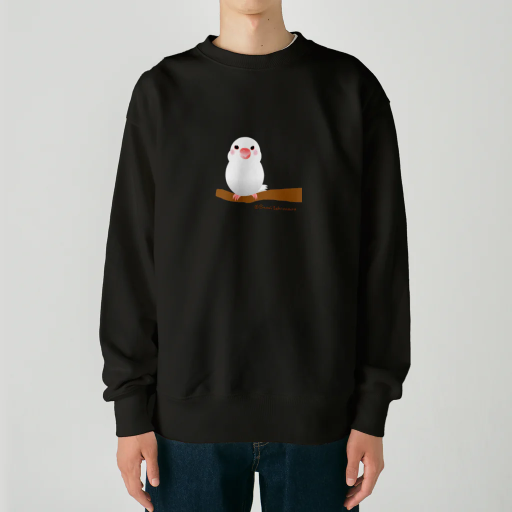 石丸沙織のポチャ白文鳥ちゃん　背景透過版 Heavyweight Crew Neck Sweatshirt