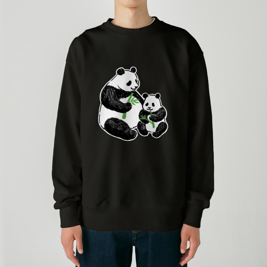 chippokeのパンダの親子〈白枠入り〉 Heavyweight Crew Neck Sweatshirt
