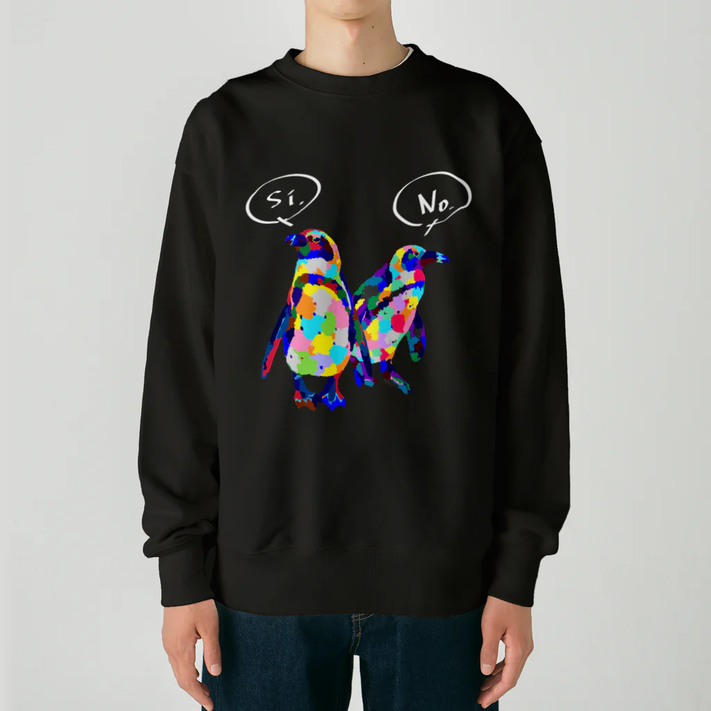 meiroのカラフルなペンギン_白文字ver Heavyweight Crew Neck Sweatshirt