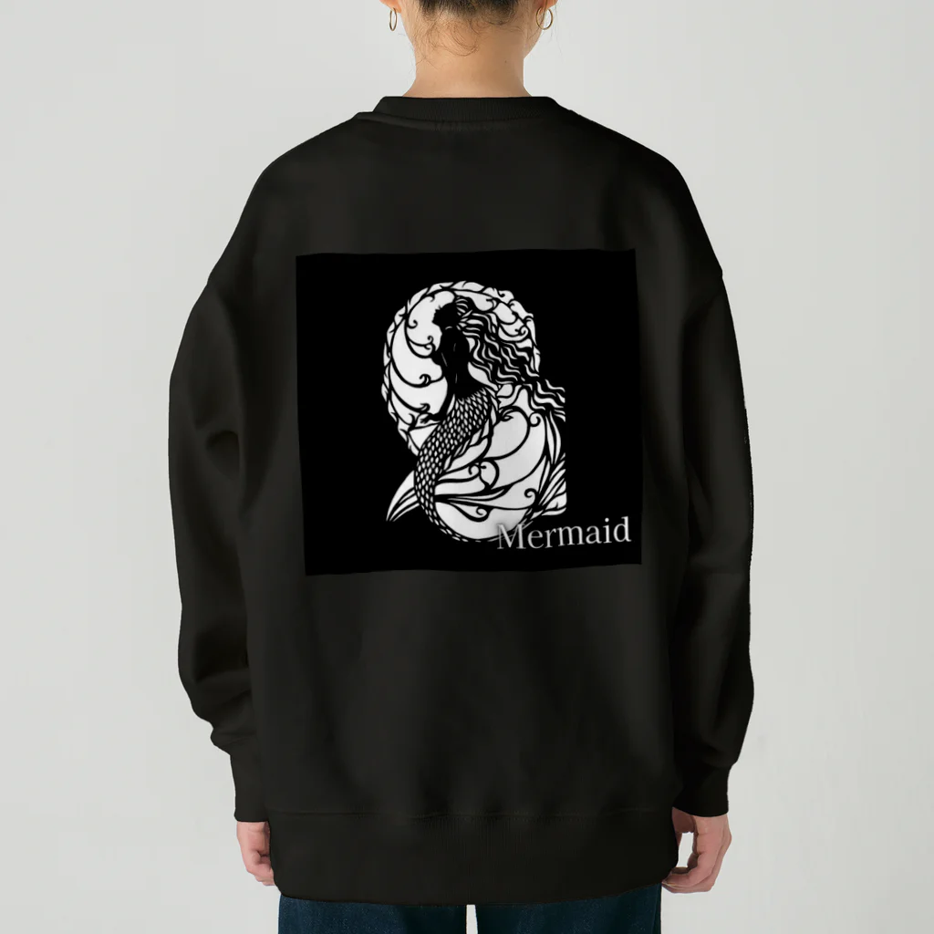 切り絵作家　MiHoの憂いの人魚姫・黒 Heavyweight Crew Neck Sweatshirt