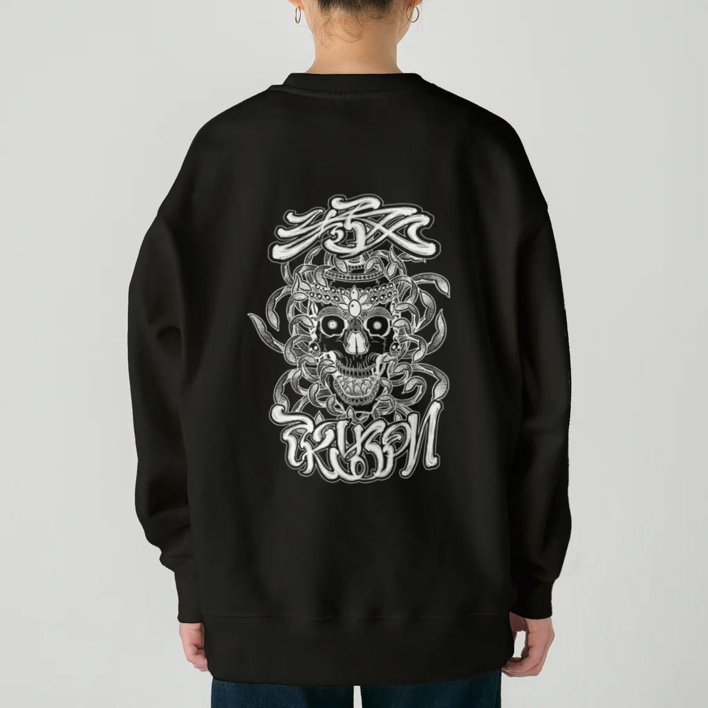 Y's Ink Works Official Shop at suzuriのY'sレターロゴ Skull (White Print) Heavyweight Crew Neck Sweatshirt