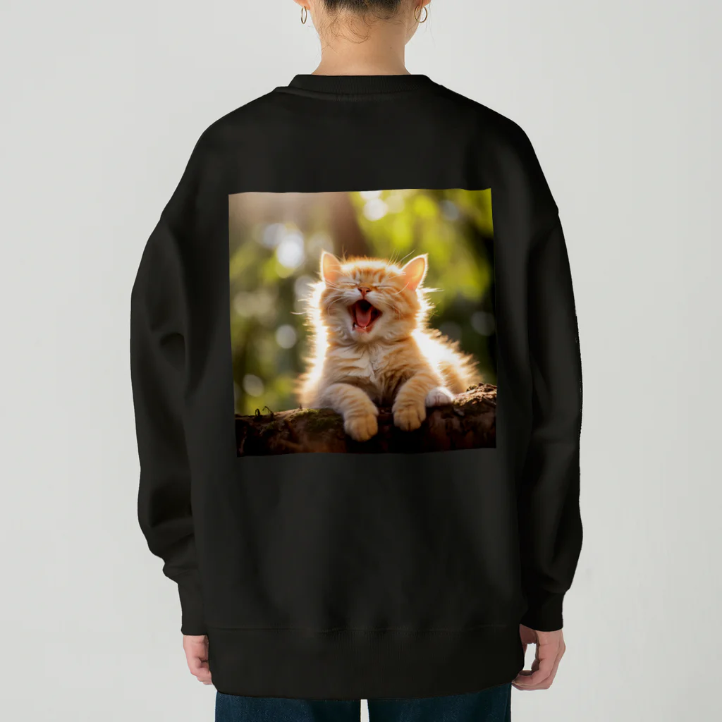 ショップ　猫まみれの子猫のあくび　yawning kitty Heavyweight Crew Neck Sweatshirt