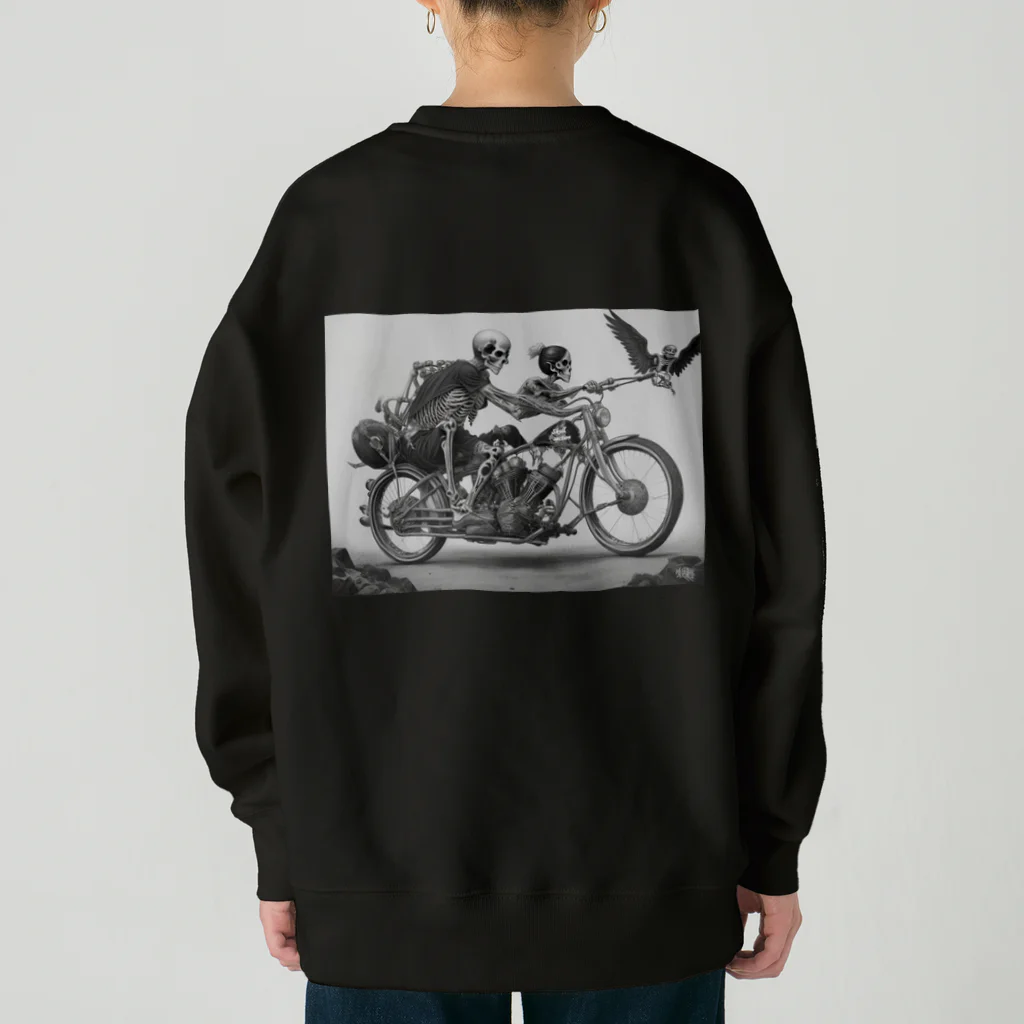 Skull sectionのバイクとドクロ（黒メイン） Heavyweight Crew Neck Sweatshirt