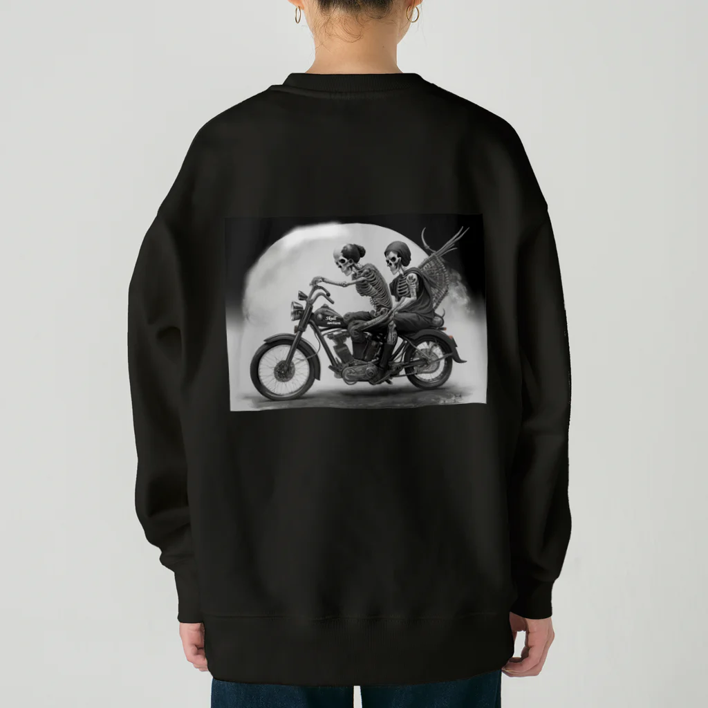 Skull sectionのバイクとガイコツ（黒メイン） Heavyweight Crew Neck Sweatshirt