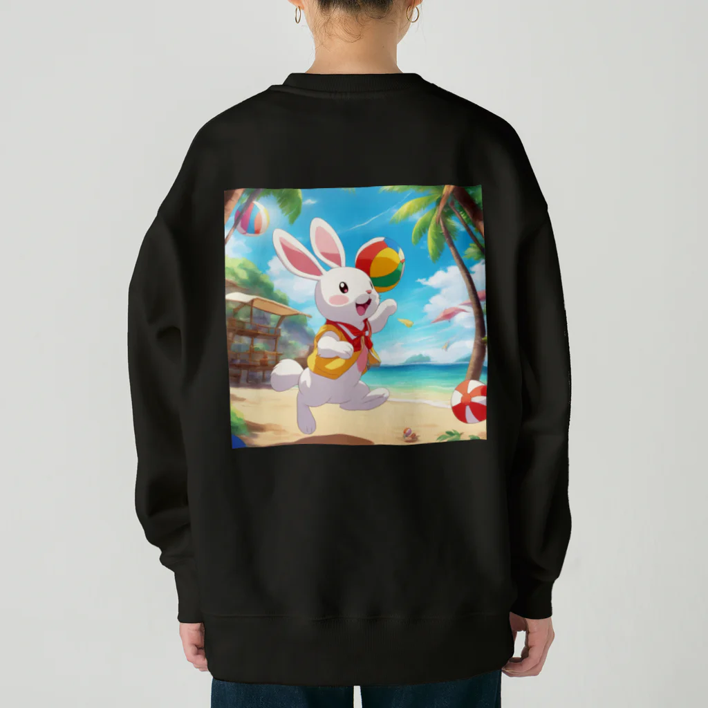 walkerplusのビーチボールをするうさぎ Heavyweight Crew Neck Sweatshirt