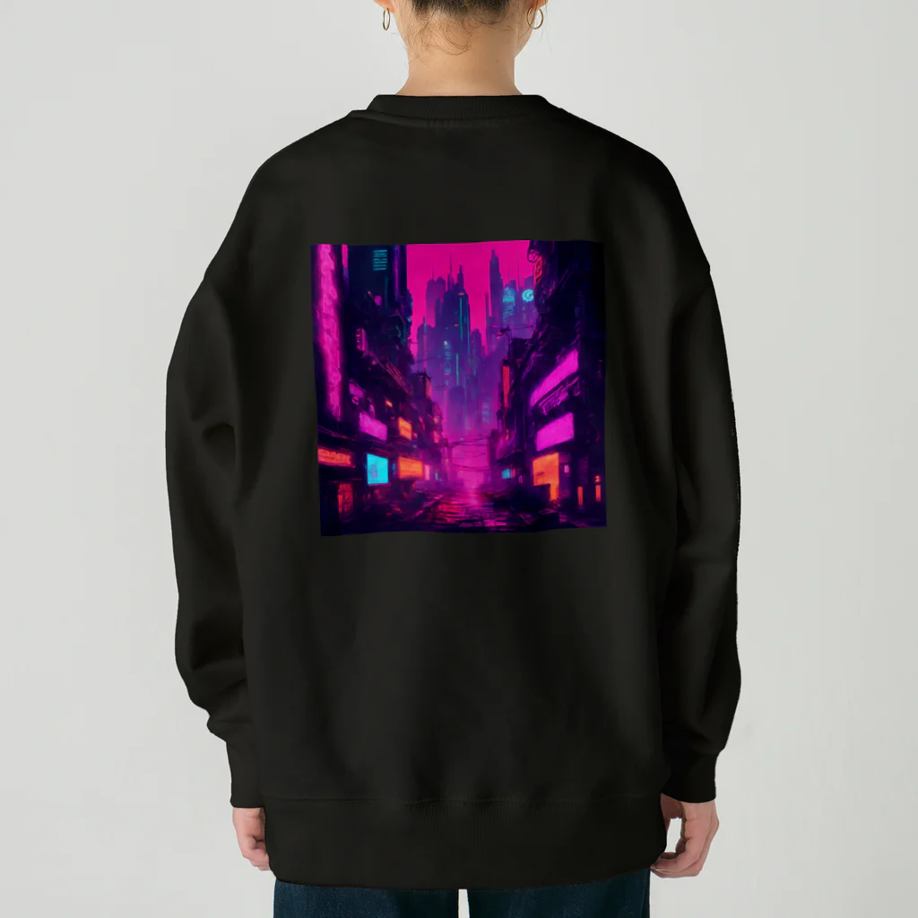 cyber_punkのサイバーパンクな街中 Heavyweight Crew Neck Sweatshirt