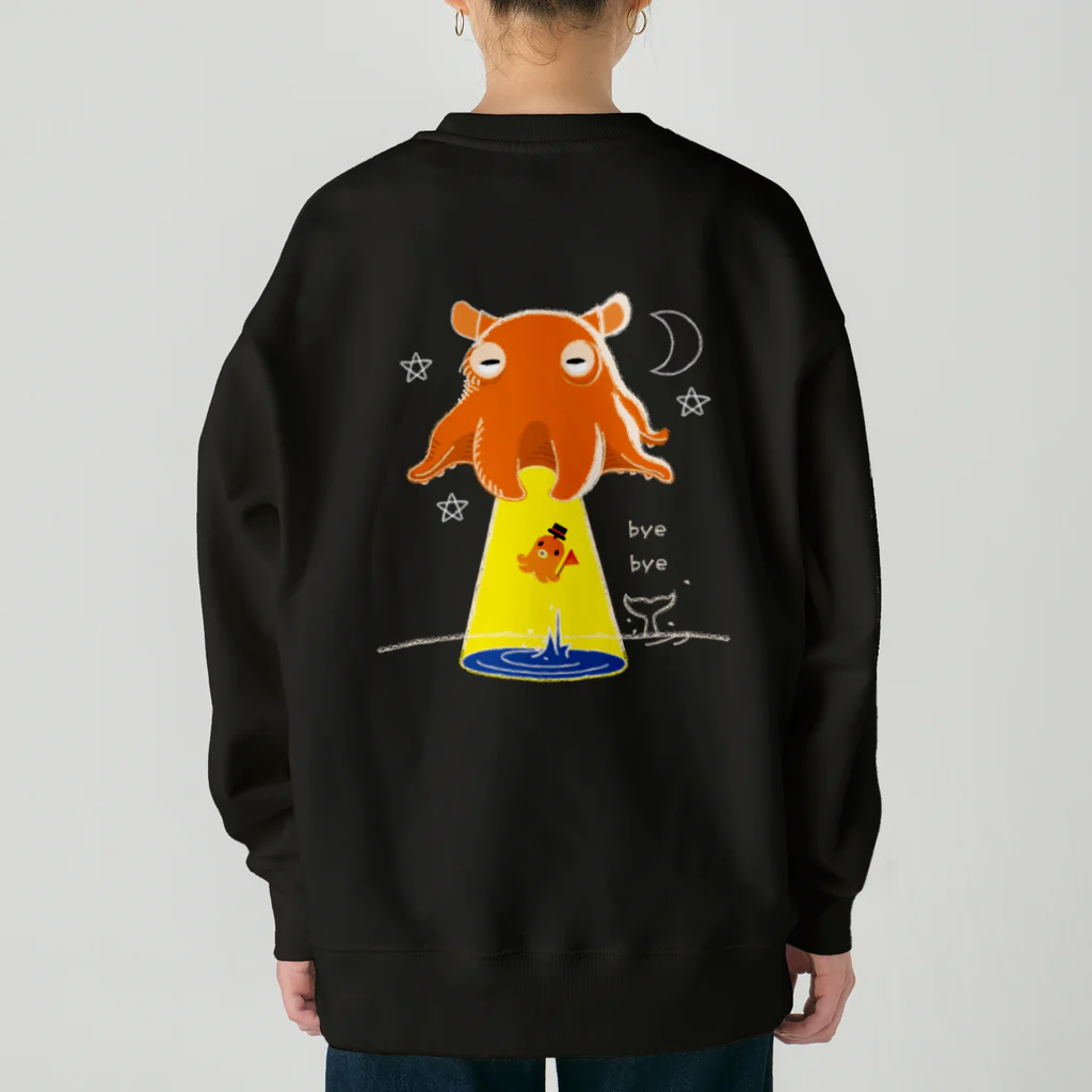 イラスト MONYAAT のバックプリント　たこさんwinなーとメンダコUFO Heavyweight Crew Neck Sweatshirt