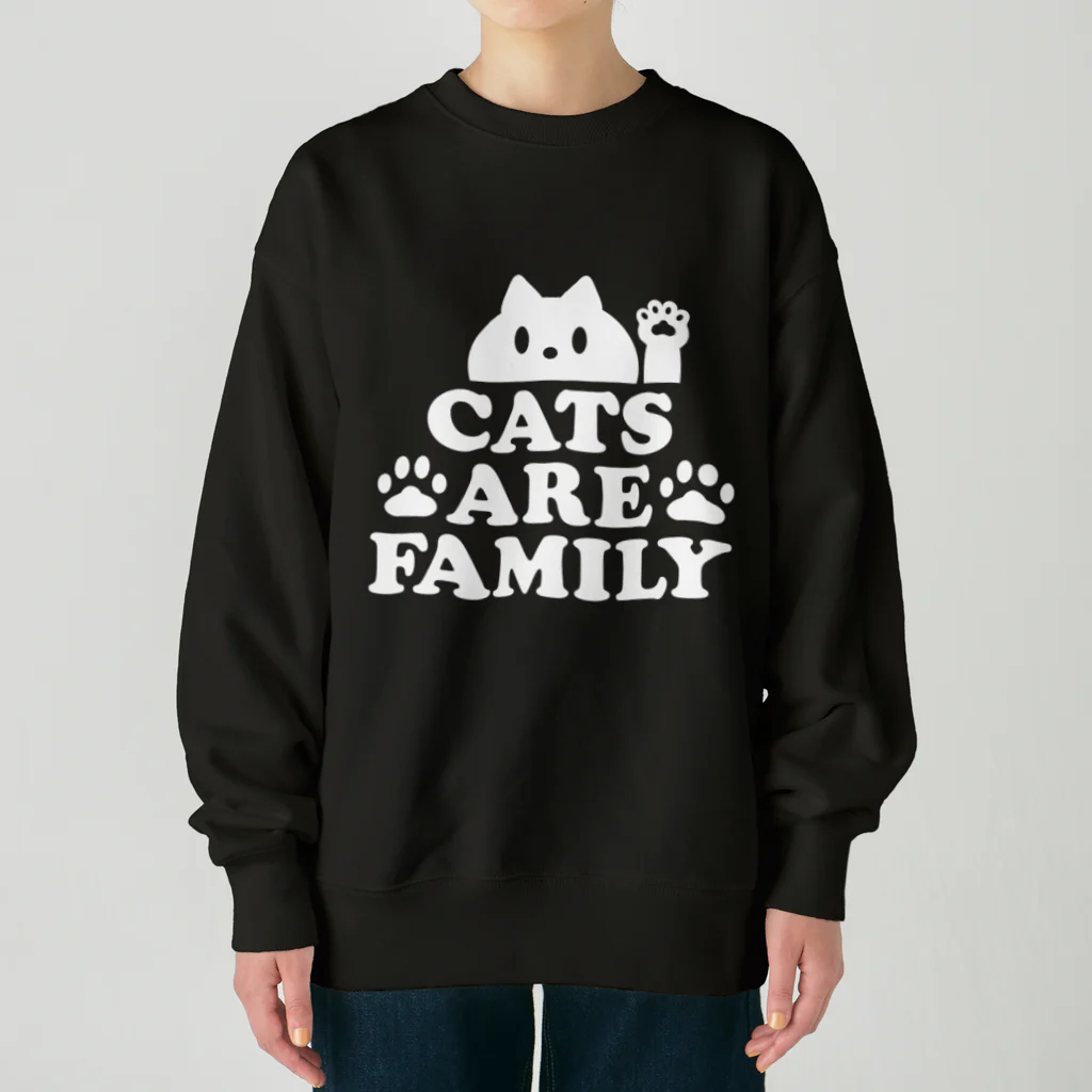 map5（マップファイブ）デザイン・ライセンス・ストック　の猫は家族・白・CATS ARE FAMILY・キャット・ファミリー・ネコ・文字・メッセージ・かわいい・ネコグッズ・ニャンコネコアイテム Heavyweight Crew Neck Sweatshirt
