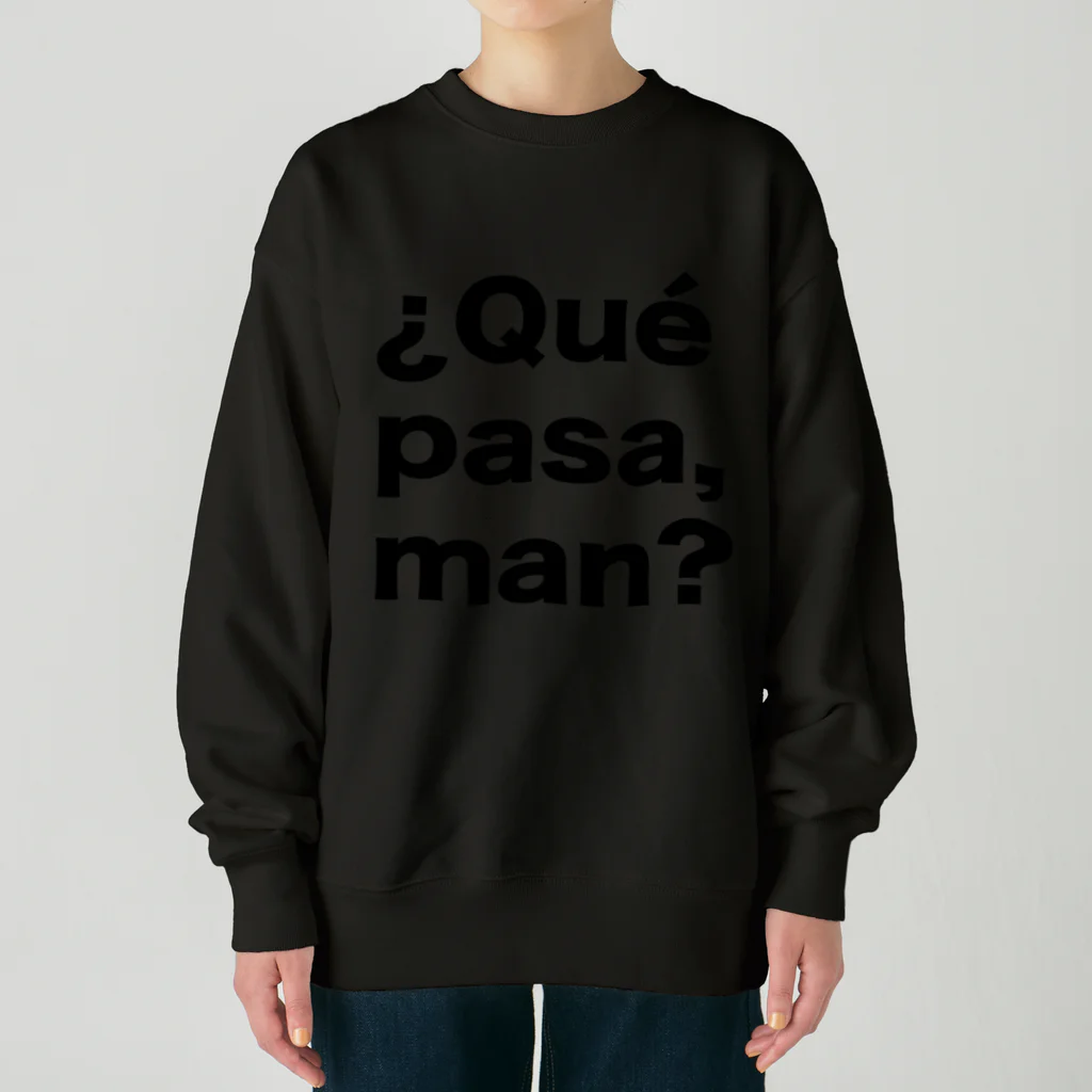 TシャツジャパンSUZURI店🇯🇵の¿Qué pasa,man?（ケパサメン）黒文字 ヘビーウェイトスウェット