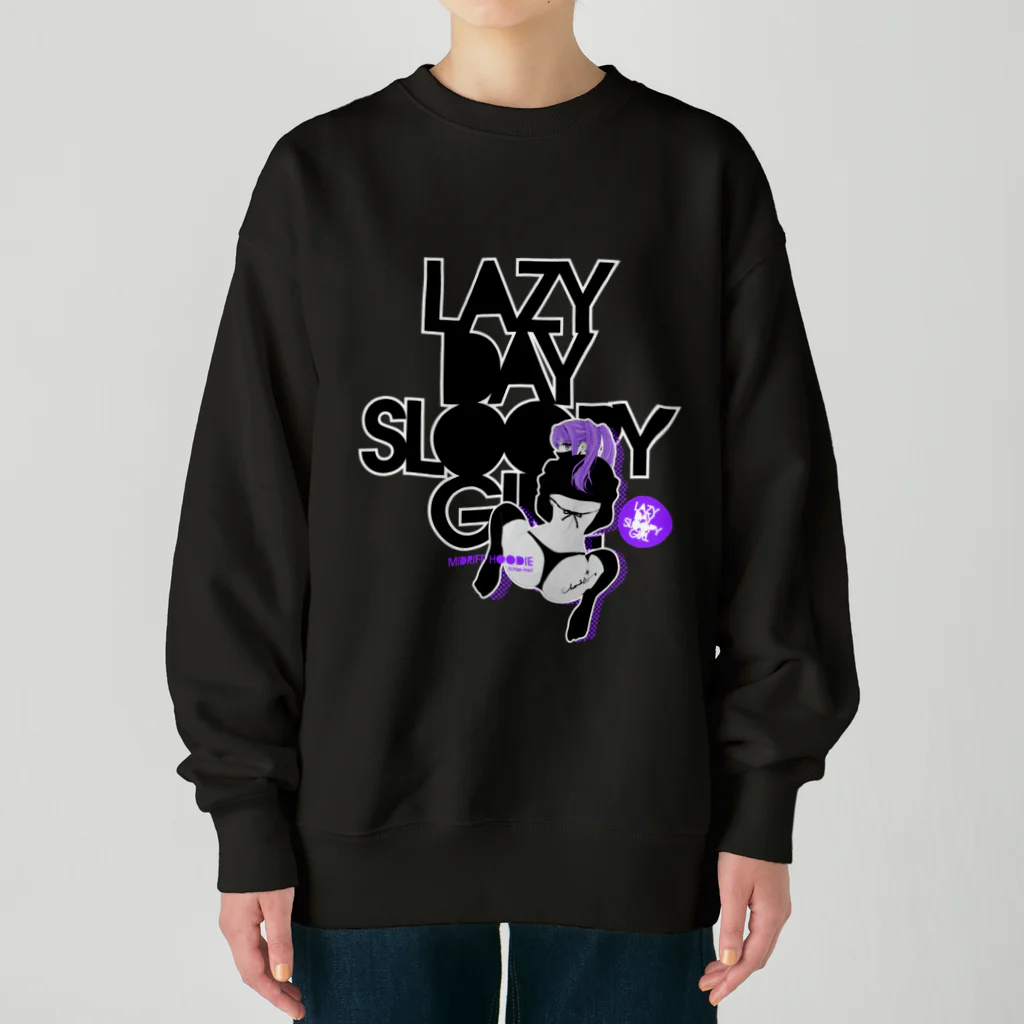 loveclonesのLAZY DAY SLOOPY GIRL 0574 ブラックフーディー女子 エロポップ ロゴ Heavyweight Crew Neck Sweatshirt