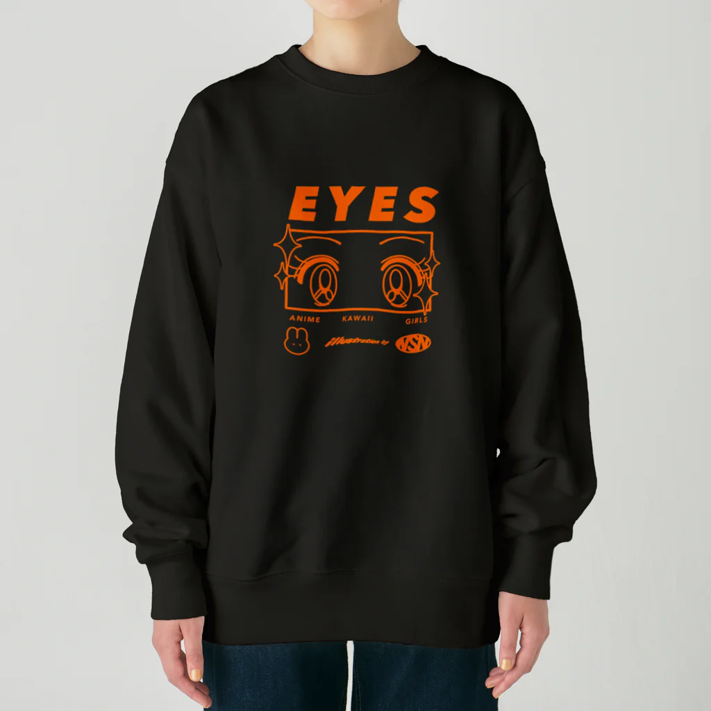 nsnのEYES(orange) Heavyweight Crew Neck Sweatshirt