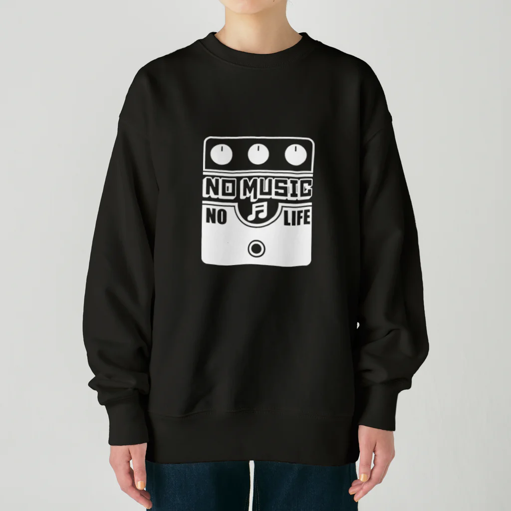 QUQU_WORKSのノーミュージックノーライフ ビッグマフデザイン ホワイト Heavyweight Crew Neck Sweatshirt