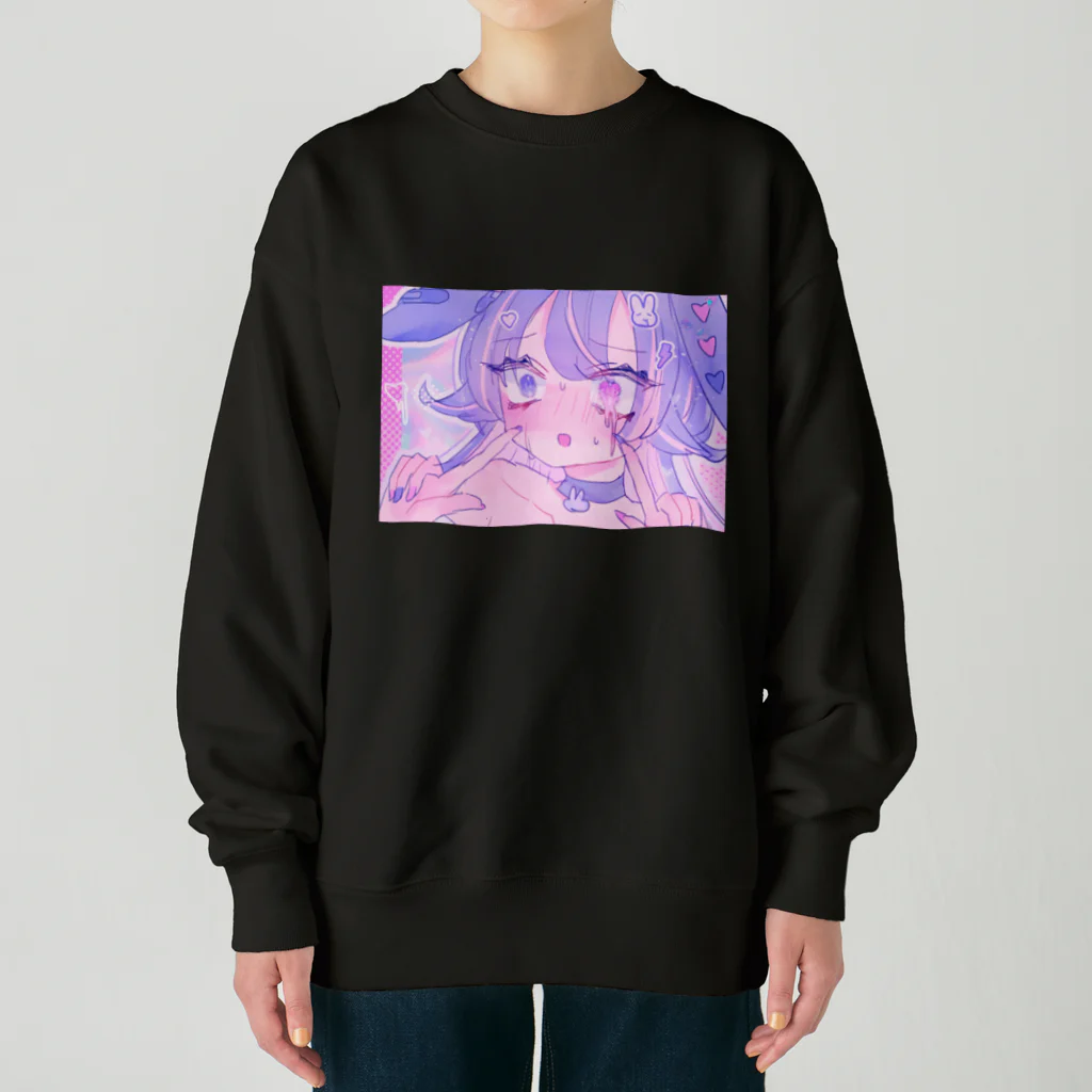 あくむ病院のうさぎ ぱにっく! black Heavyweight Crew Neck Sweatshirt