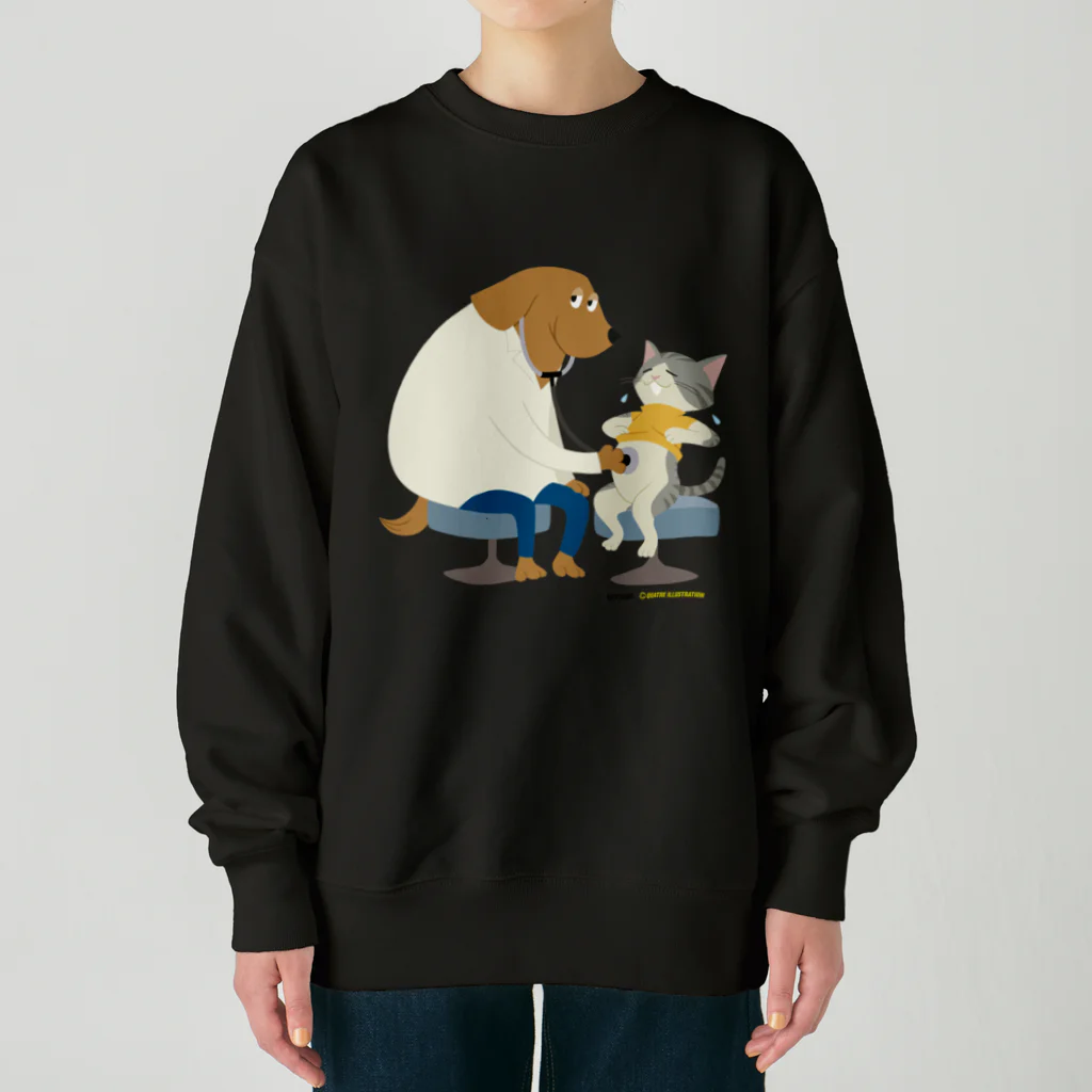 Quatre Illustrationの犬のお医者さん Heavyweight Crew Neck Sweatshirt