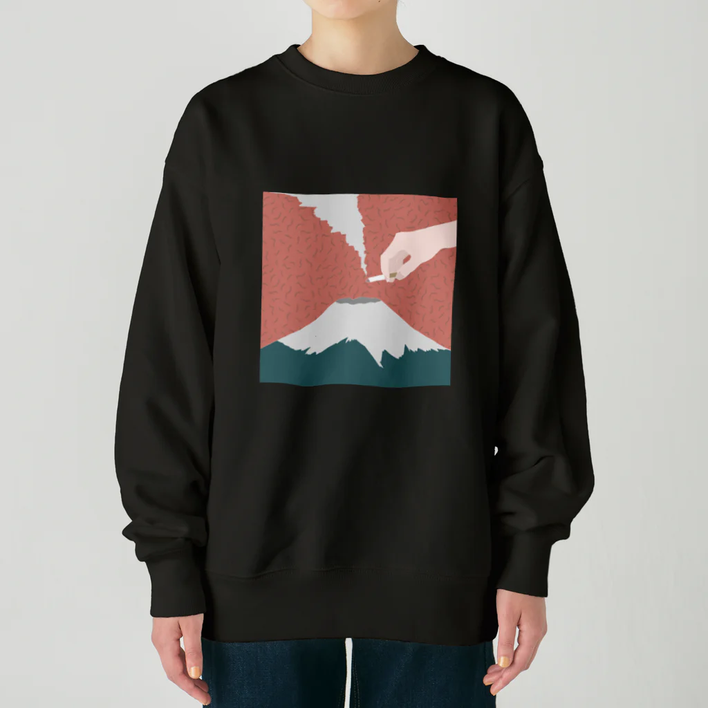 もちもちのもちのSmoking On Mt.Fuji Heavyweight Crew Neck Sweatshirt