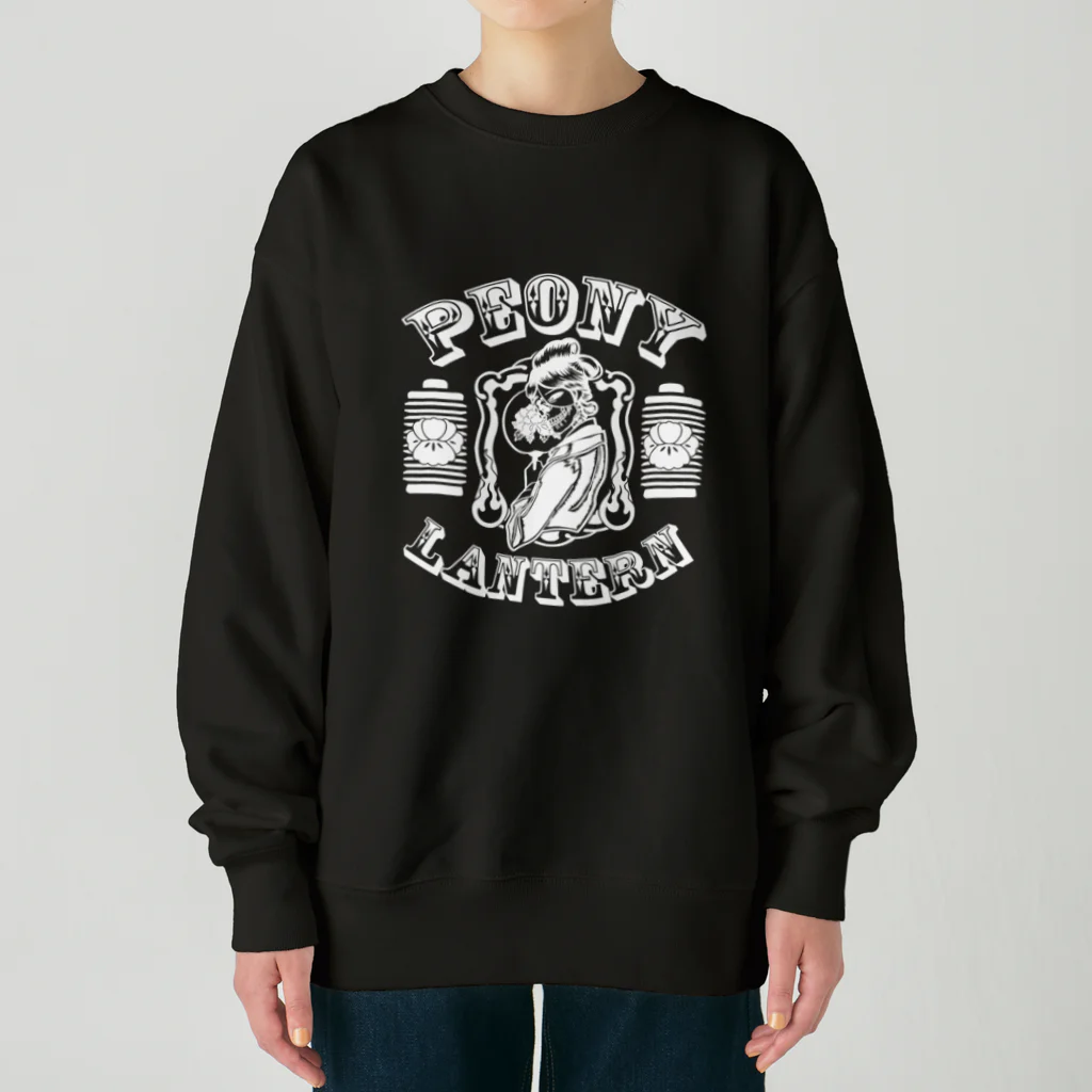 中華呪術堂（チャイナマジックホール）の【白・表】ロゴ風 peony lantern【牡丹灯籠】  Heavyweight Crew Neck Sweatshirt