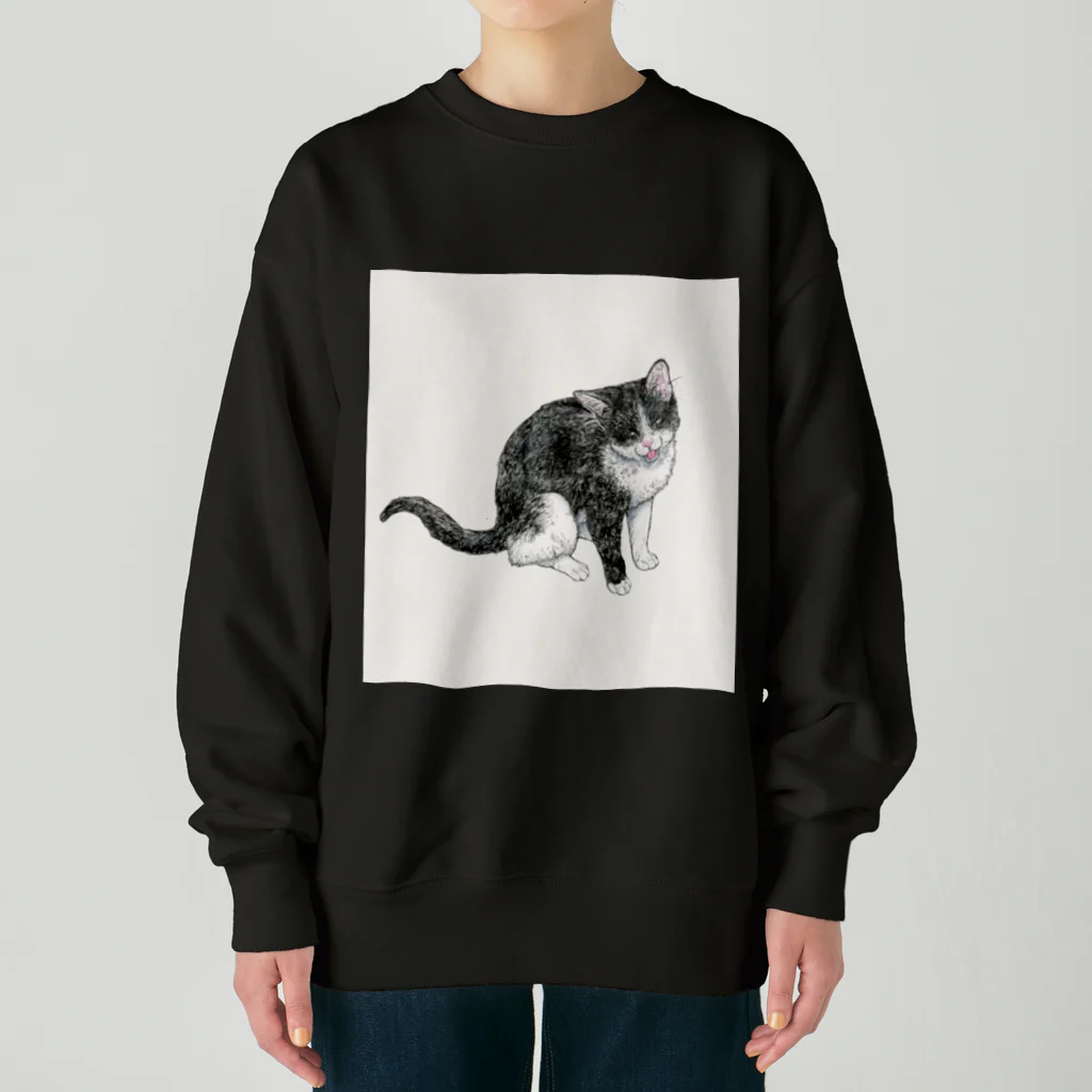 ネコノートショップ（neco-note shop）のバズ（保護猫シェルターQUEUE） Heavyweight Crew Neck Sweatshirt