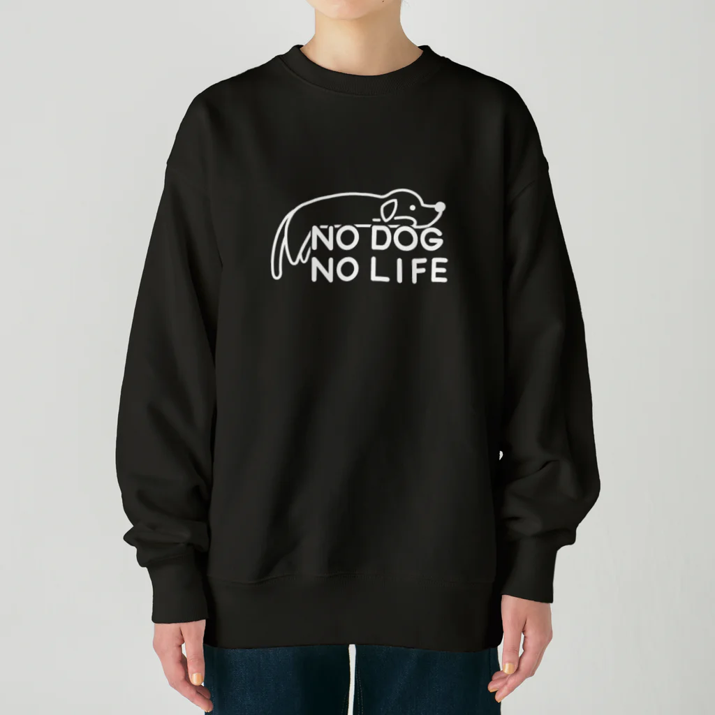 ぽぴーぴぽーのNO DOG NO LIFE(白線) Heavyweight Crew Neck Sweatshirt