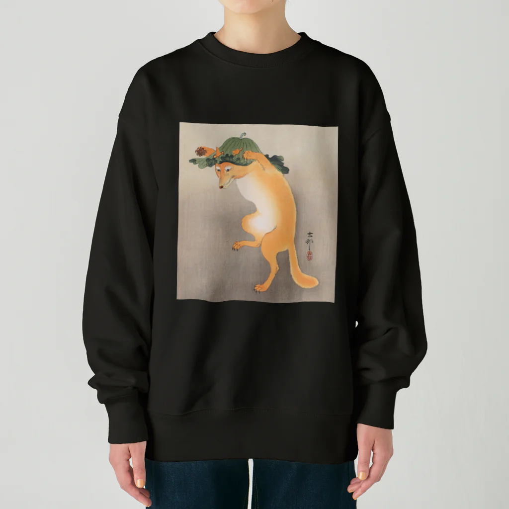 寿めでたや(ukiyoe)の日本画：浮世絵；踊る狐 Heavyweight Crew Neck Sweatshirt