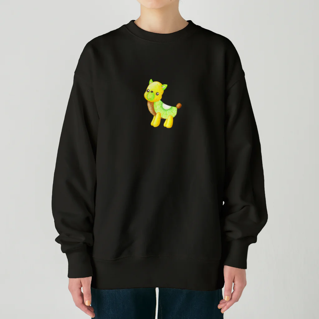 satoayaのアニマルカフェのフルーツアニマル　キウイシカ Heavyweight Crew Neck Sweatshirt