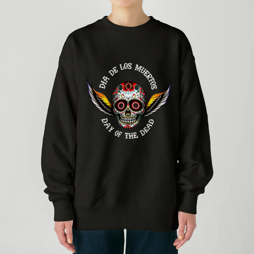 Demon Lord 9 tailsの『Dia De Los Muertos🌹（白）』 Heavyweight Crew Neck Sweatshirt