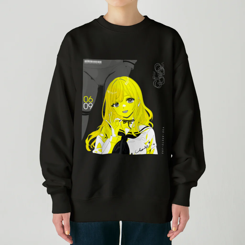 loveclonesのSKY-CLOUD-SEA 06/09 線画 ガールズイラスト Heavyweight Crew Neck Sweatshirt