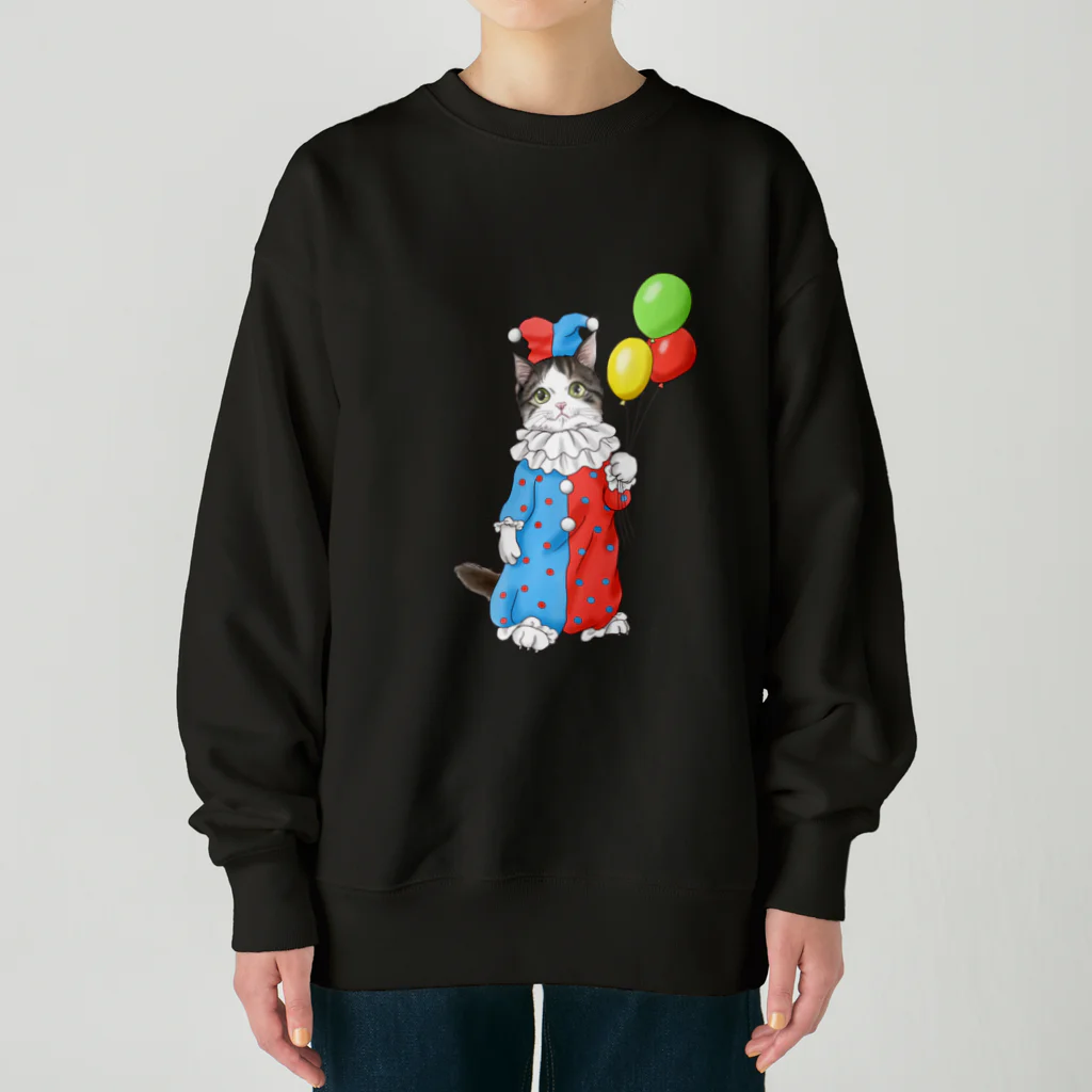 Ａｔｅｌｉｅｒ　Ｈｅｕｒｅｕｘのサーカスにゃんこ　風船ピエロ Heavyweight Crew Neck Sweatshirt