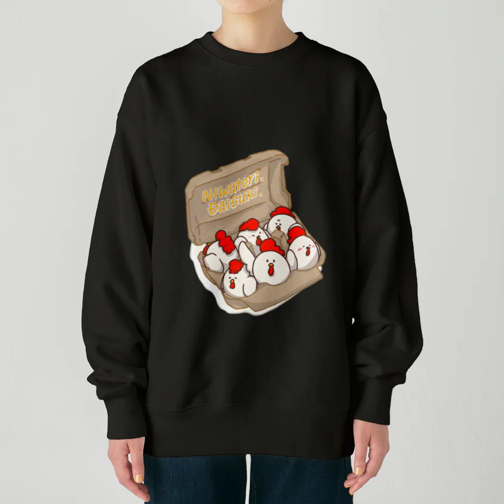 なたね。のニワトリたまご6羽パック(濃色向け) Heavyweight Crew Neck Sweatshirt