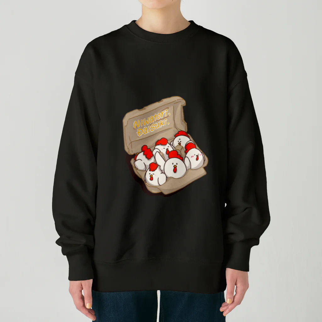 なたね。のニワトリたまご6羽パック(淡色向け) Heavyweight Crew Neck Sweatshirt