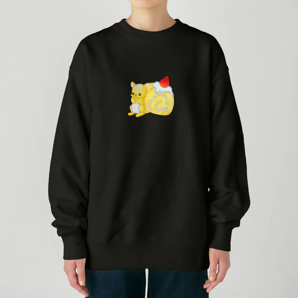 satoayaのアニマルカフェのフードアニマル　ロールケーキリス Heavyweight Crew Neck Sweatshirt