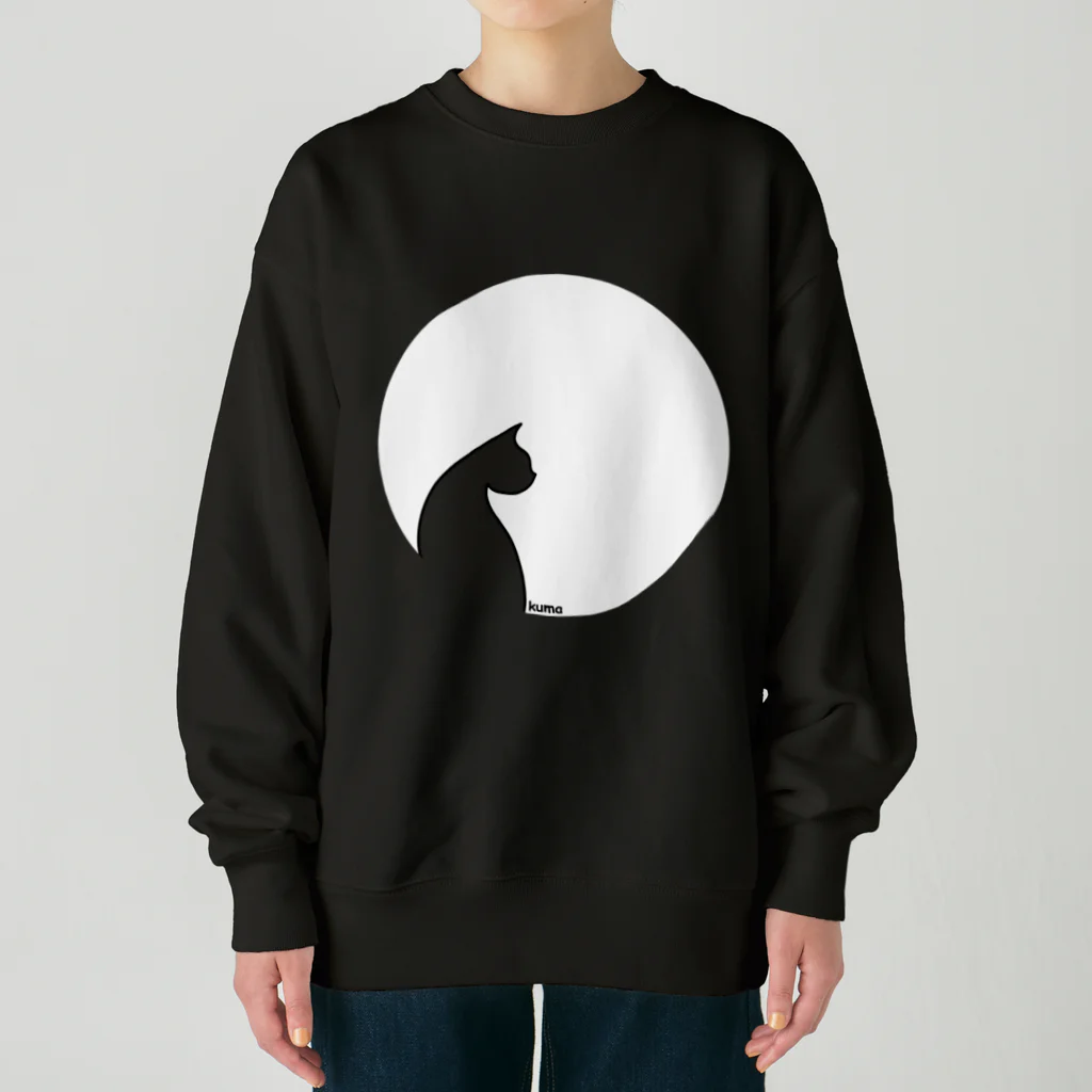 mkumakumaの猫と白丸 Heavyweight Crew Neck Sweatshirt